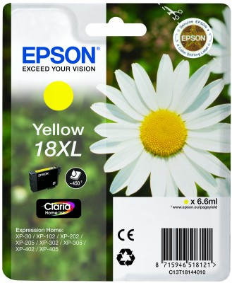 Epson Daisy Yksittäispakkaus, keltainen 18XL Claria Home -muste