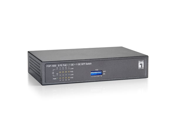 LevelOne FGP-1000 verkkokytkin Gigabit Ethernet (10/100/1000) Power over Ethernet -tuki Musta, Harmaa