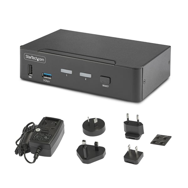 StarTech.com 2-Portars DisplayPort KVM-switch, 8K 60Hz / 4K 144Hz, Enkel skärm, DP 1.4, 2x USB 3.0 P