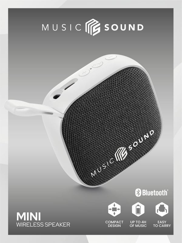 Music Sound BTSPKMSMINI3W Kannettava ja juhlakaiutin Kannettava monokaiutin Valkoinen 3 W