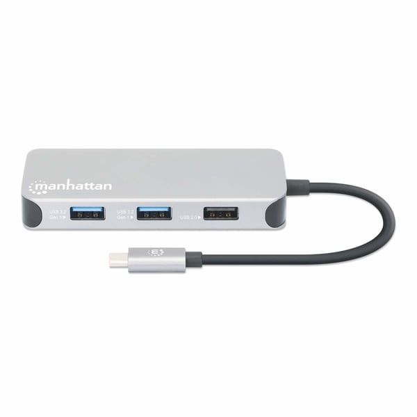 Manhattan 130615 kannettavien tietokoneiden telakka ja porttitoistin Langallinen USB 3.2 Gen 1 (3.1 Gen 1) Type-C Alumiini