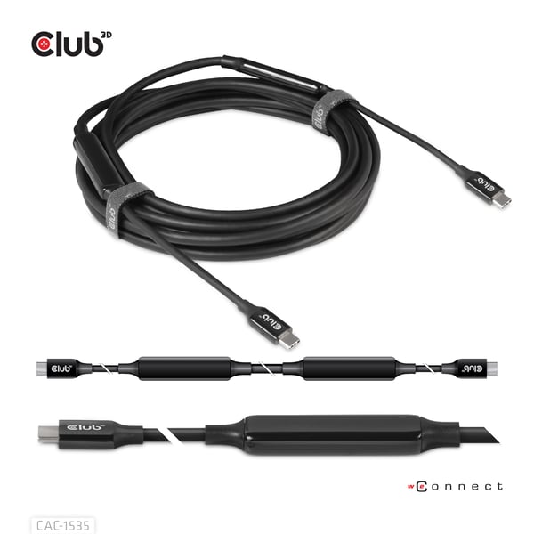 CLUB3D CAC-1535 USB-kabel USB 3.2 Gen 2 (3.1 Gen 2) 5 m USB C 10 Gbit/sek. 60 W Sort