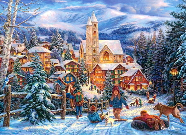 Castorland Sledding in Town 300 pcs Puslespil 300 stk Vinter