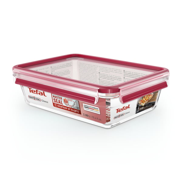 Tefal MasterSeal N10411 Rektangulær Kasse 2 L Transparent, Rød 1 stk