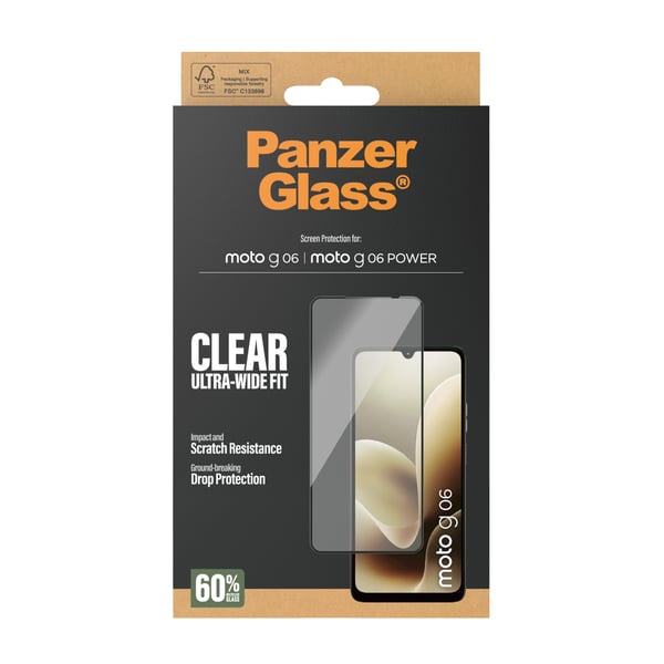 PanzerGlass ® Skærmbeskyttelse Motorola Moto G06 | Moto G06 POWER | Ultra-Wide Fit