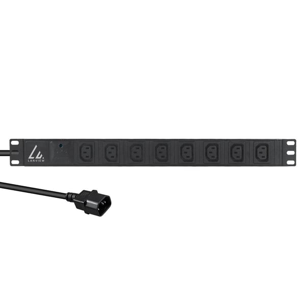Lanview LVR-2MC14-SPD-C13X8 strømforsyningsenhed (PDU) 8 AC stikkontakt(er) 1U Sort