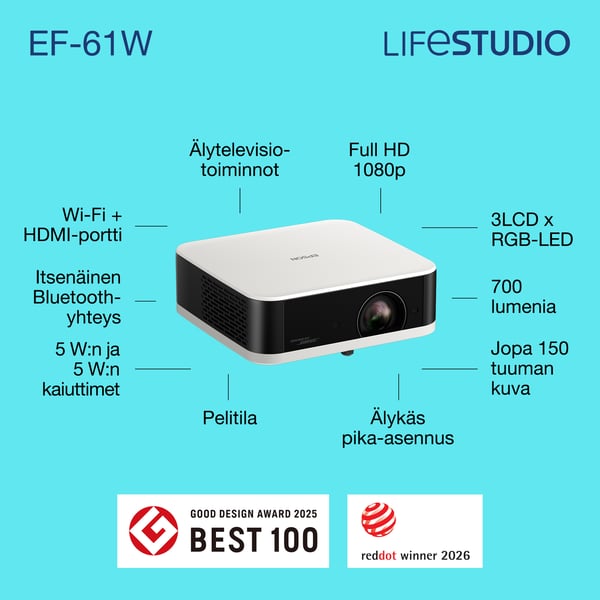 Epson Lifestudio Pop – EF-61W timantinvalkoinen