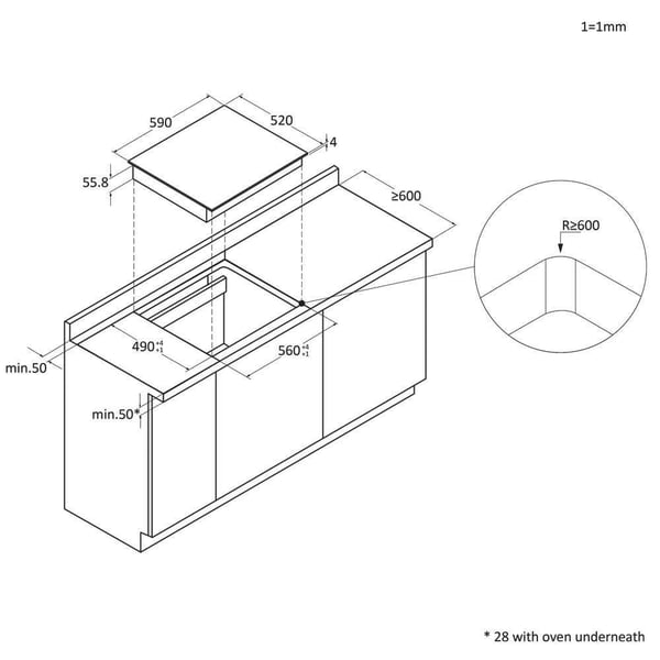 Candy Idea CTP643C/YEP Svart Inbyggd 59 cm Induktionshäll med zon 4 zone(s)