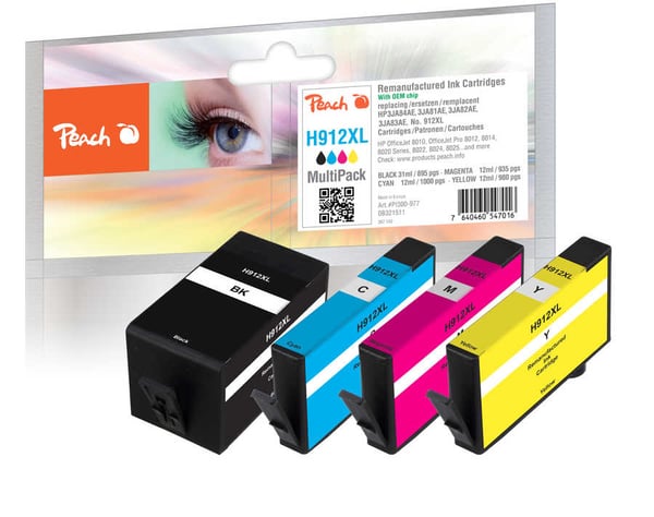 Peach PI300-977 blækpatron 4 stk Kompatibel Højt (XL) udbytte Sort, Blå, Magenta, Gul
