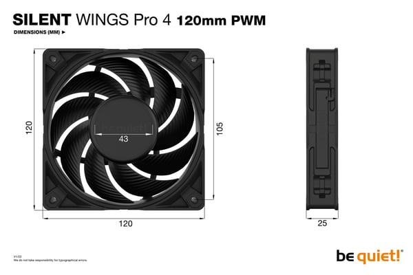 be quiet! SILENT WINGS PRO 4 | 120mm PWM Computerkabinet Ventilator 12 cm Sort 1 stk
