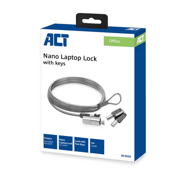 ACT AC9030 kabellås Metallic 2 m