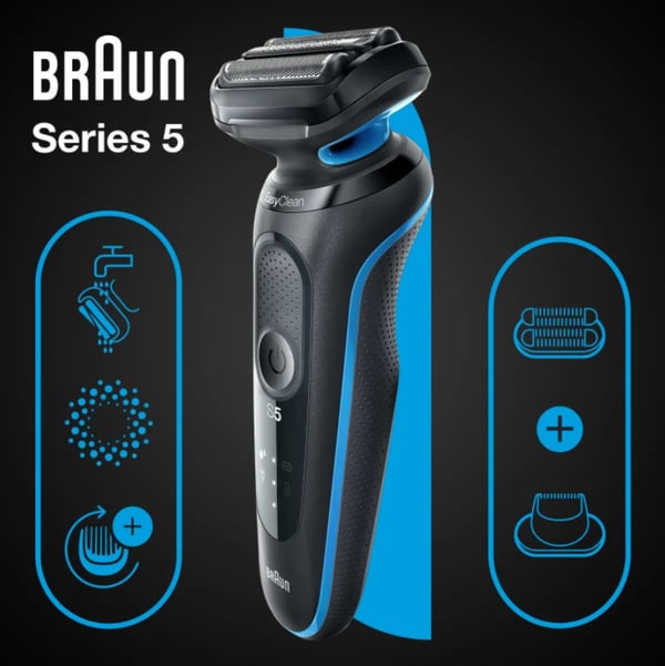 Braun Series 5 51-B1820s Folie shaver Sort, Blå