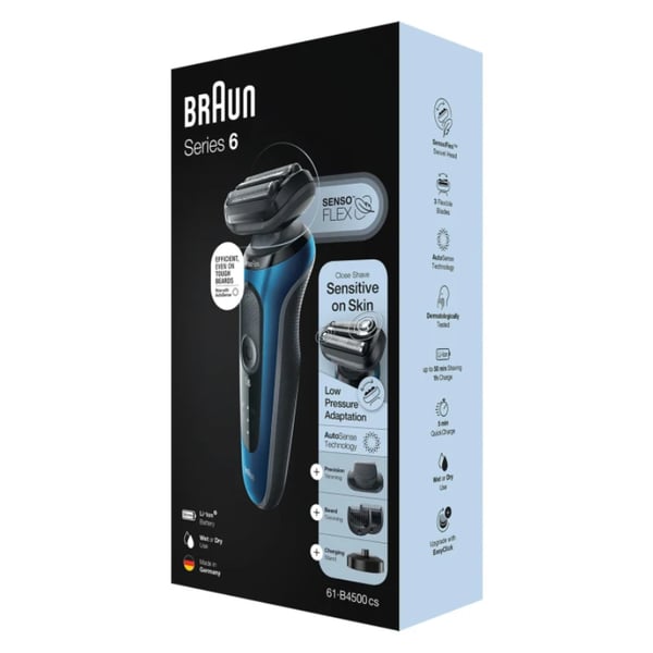 Braun Series 6 61-B4500cs Folierakapparat Trimmer Svart, Blå