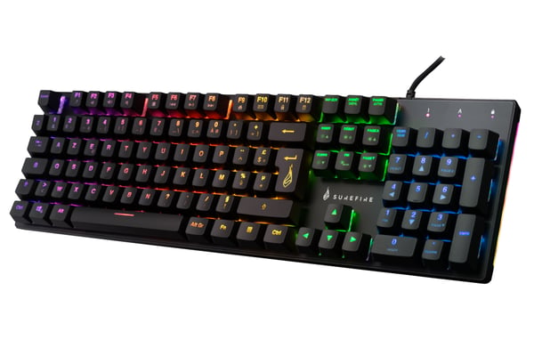 SureFire KingPin M2 tangentbord Spela USB AZERTY Fransk Svart, Metallisk