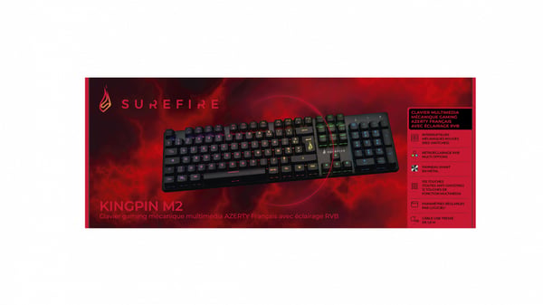 SureFire KingPin M2 tangentbord Spela USB AZERTY Fransk Svart, Metallisk