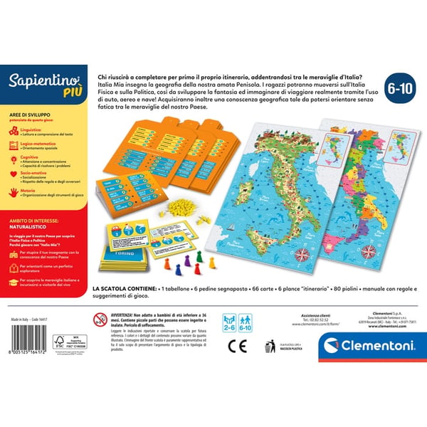 Clementoni Sapientino Più 16417 brætspil My Italy Oplysende