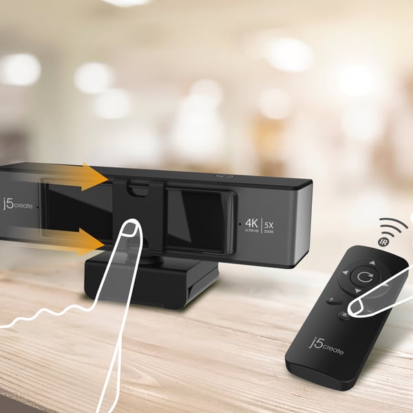 j5create JVCU435-N USB™ 4K Ultra HD-webkamera med fjernstyret 5x digital zoom