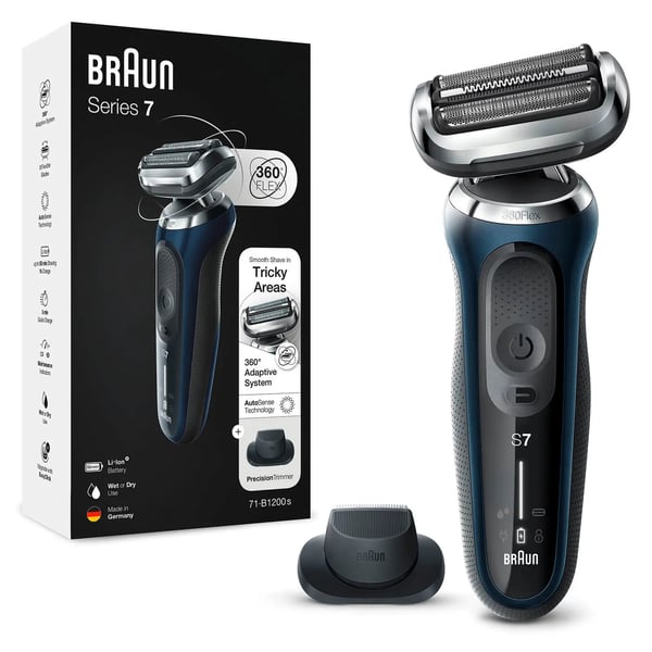 Braun Series 7 71-B1200s Teräverkollinen parranajokone Trimmeri Sininen