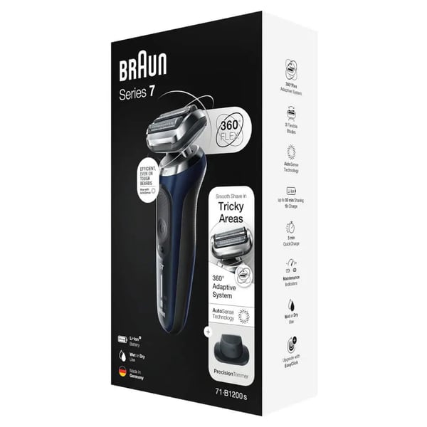 Braun Series 7 71-B1200s Teräverkollinen parranajokone Trimmeri Sininen