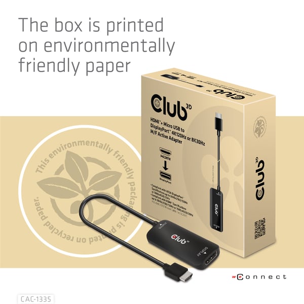 CLUB3D CAC-1335 videokabel adapter 1 m HDMI + USB DisplayPort Sort
