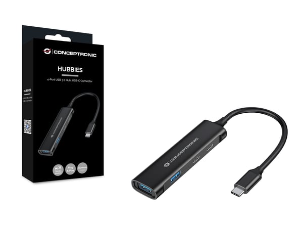 Conceptronic HUBBIES12B keskitin USB 3.2 Gen 1 (3.1 Gen 1) Type-C 5000 Mbit/s Musta