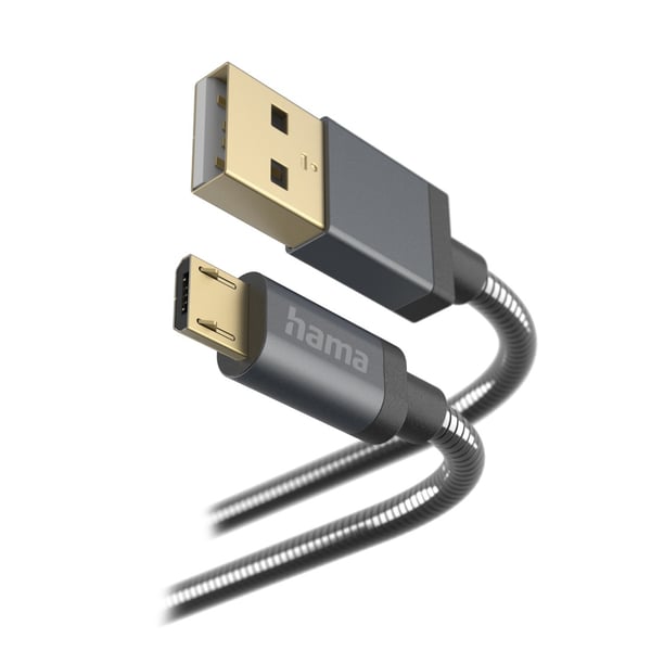 Hama Metal USB-kabel USB 2.0 1,5 m USB A Micro-USB B 0,48 Gbit/sek. Anthracit