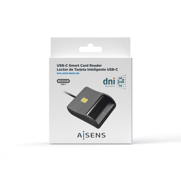 AISENS ASCR-SN03C-BK läsare för inpasseringskontroll USB-åtkomstkontrolläsare Svart