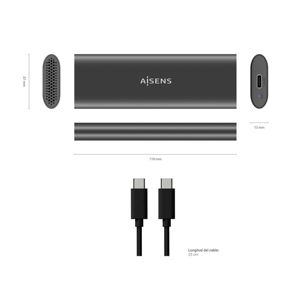 AISENS ASM2-015GR tallennusaseman kotelo SSD-kotelo Harmaa M.2