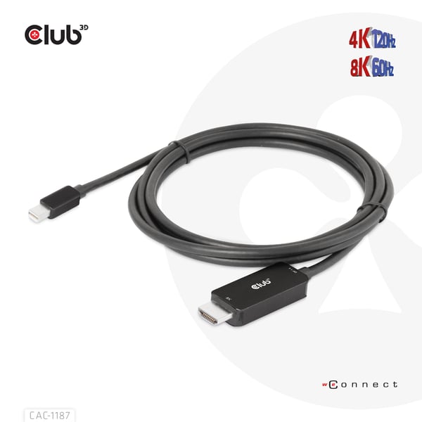 Club 3D CAC-1187 - Adapterkabel - Mini DisplayPort hane till HDMI hane - 1.8 m - stöder 8K