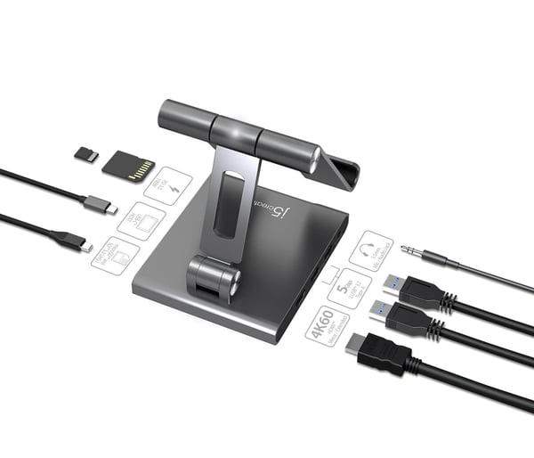 j5create JTS224-N Multi-Angle-stativ med docking-station til iPad Pro®