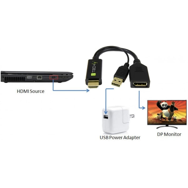 Techly ICOC HDMI-DP12A videomuunnin 4096 x 2160 pikseliä