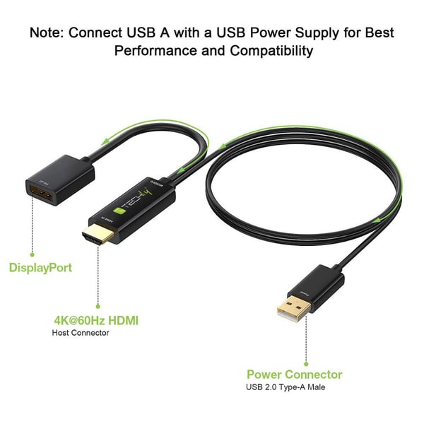 Techly ICOC HDMI-DP12A60 videokaapeli-adapteri HDMI-tyyppi A (vakio) DisplayPort Musta