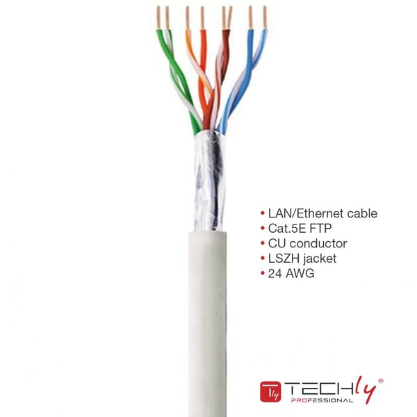 Techly ITP-C5F-305-RIS verkkokaapeli Harmaa 305 m Cat5e F/UTP (FTP)