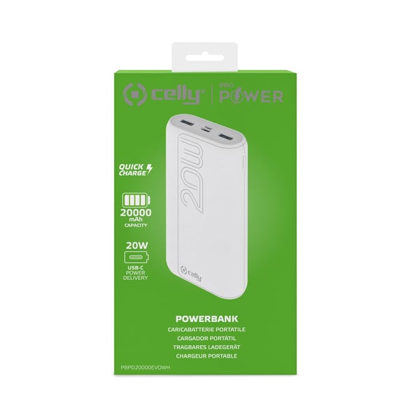 Celly PBPD20000EVOWH powerbank 20000 mAh Hvid
