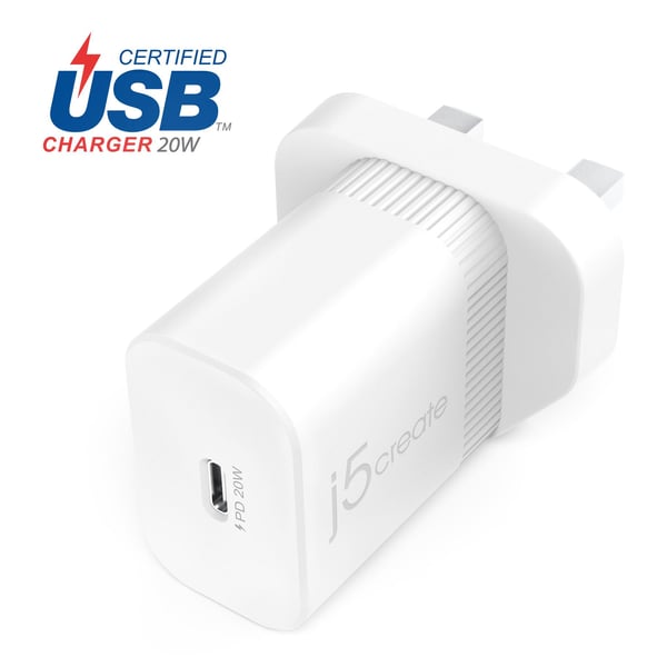 j5create JUP1420-FN 20W PD USB-C®-väggladdare - UK j5create JUP1420-FN 20W PD USB-C®-väggladdare - UK