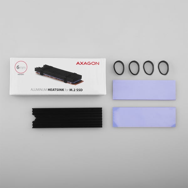 Axagon CLR-M2L6 kylsystem för dator M.2 NVMe SSD, Halvledardrivenhet VGA-kylare Svart 1 styck