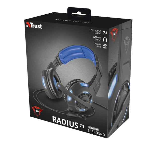 Trust GXT 350 RADIUS 7.1 Headset Kabel Huvudband Spela USB Type-A Svart, Blå