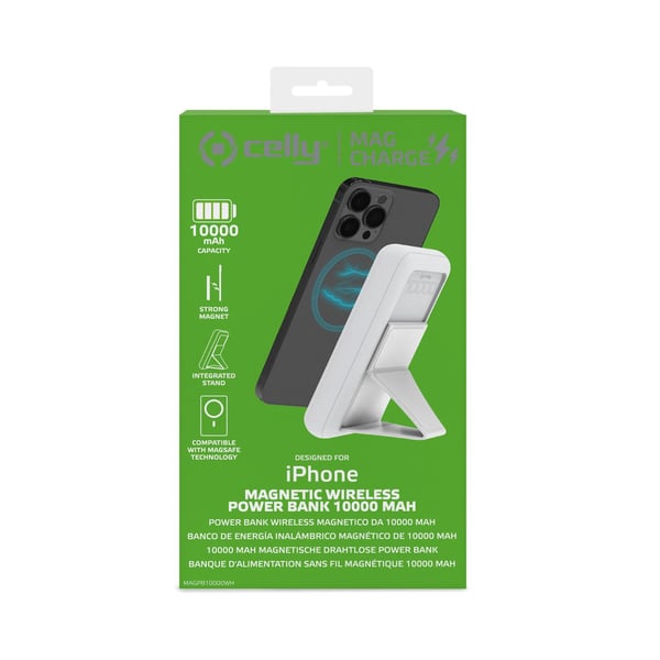 Celly MAGPB10000WH powerbank 10000 mAh Trådløs opladning Hvid