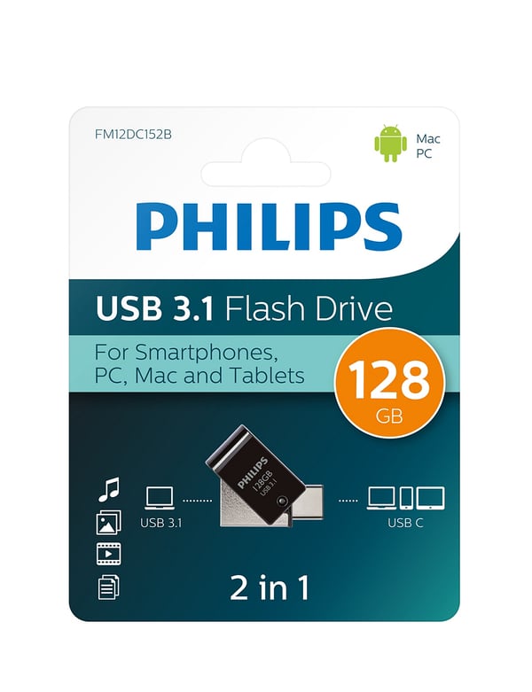 Philips FM12DC152B/00 USB-muisti 128 GB USB A-tyyppi 3.2 Gen 1 (3.1 Gen 1) Musta, Hopea