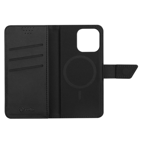 Celly WALLYMAG mobiltelefon etui 15,5 cm (6.1") Tegnebogsetui Sort