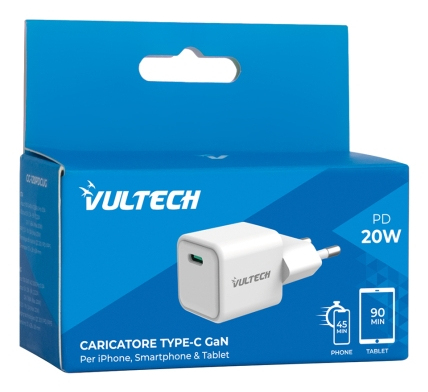 Vultech CC-120PDCUGWH oplader til mobil enhed Universel Hvid Vekselstrøm Hurtig opladning Indendørs