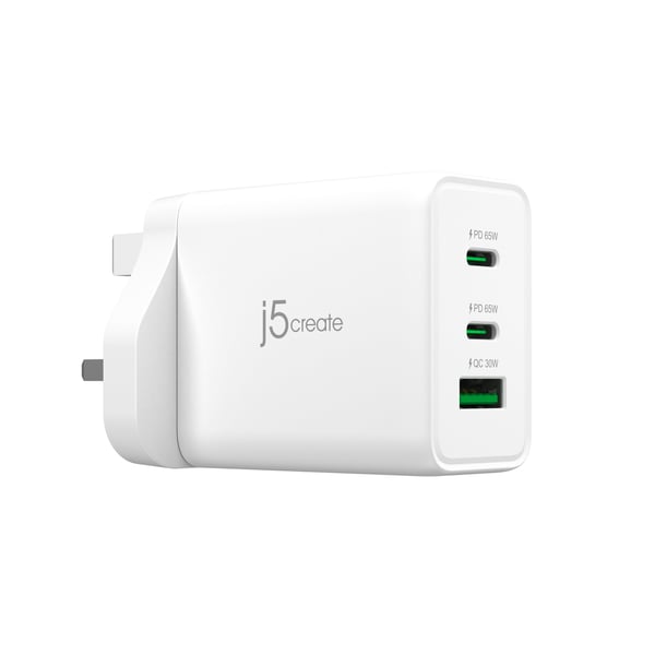 j5create JUP3365F-FN 65W GaN 3-ports USB-C®-oplader - UK