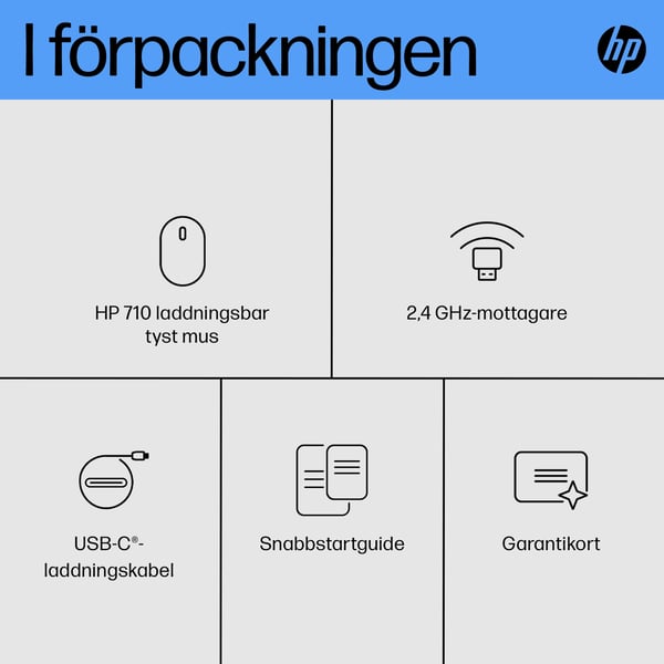 HP 710 laddningsbar tyst mus