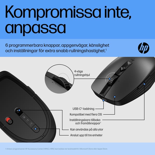 HP 710 laddningsbar tyst mus