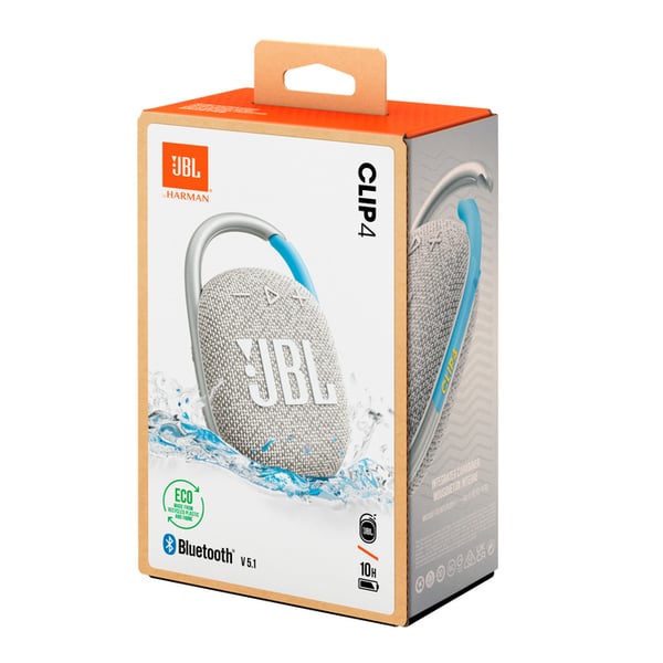 JBL Clip 4 Eco Bærbar stereohøjttaler Blå, Hvid 5 W