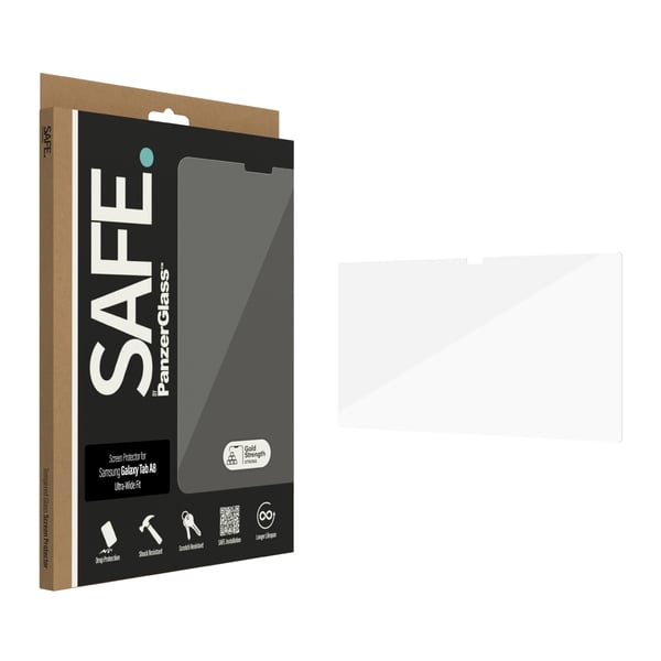 PanzerGlass SAFE. by ® Screen Protector Samsung Galaxy Tab A8 | Ultra-Wide Fit Genomskinligt skärmskydd 1 styck