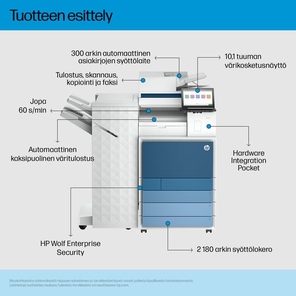 HP LaserJet Enterprise 8801z+ Multifunction Väri Tulostin, Vain Ethernet; Kaksipuolinen; Kopiokone, skanneri