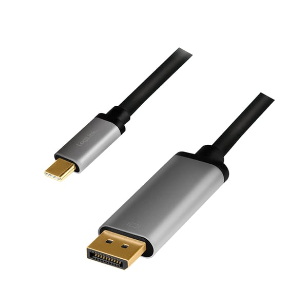 LogiLink CUA0100 kabelomvandlare (hane/hona) DisplayPort USB 3.2 Gen1 Type-C Svart, Grå