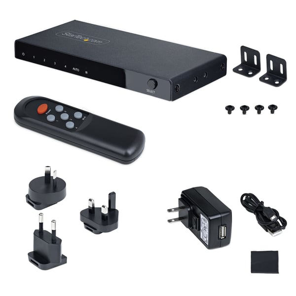 StarTech.com 8K HDMI-switch med 4 portar, HDMI 2.1-switcher 4K 120 Hz HDR10+, 8K 60 Hz UHD, HDMI-switch 4 in 1 ut, automatisk/manuell källväxling, strömadapter och fjärrkontroll ingår