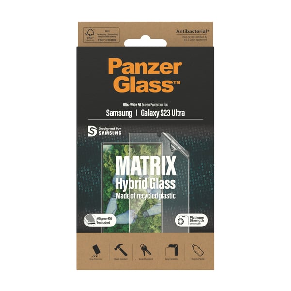 PanzerGlass ® ECO MATRIX Screen Protector Samsung Galaxy S23 Ultra | Ultra-Wide Fit w. AlignerKit Genomskinligt skärmskydd 1 styck
